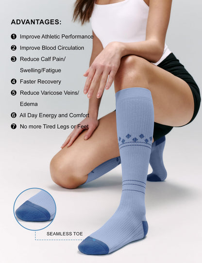 FITRELL 3 Pairs Compression Socks for Women and Men 20-30mmHg-Circulation Support Socks
