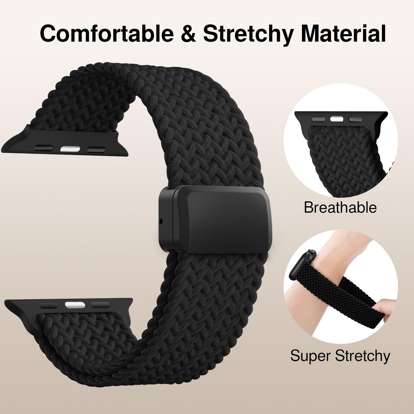 Braided Stretchy Magnetic Band Compatible with Apple Watch Bands Women Men
