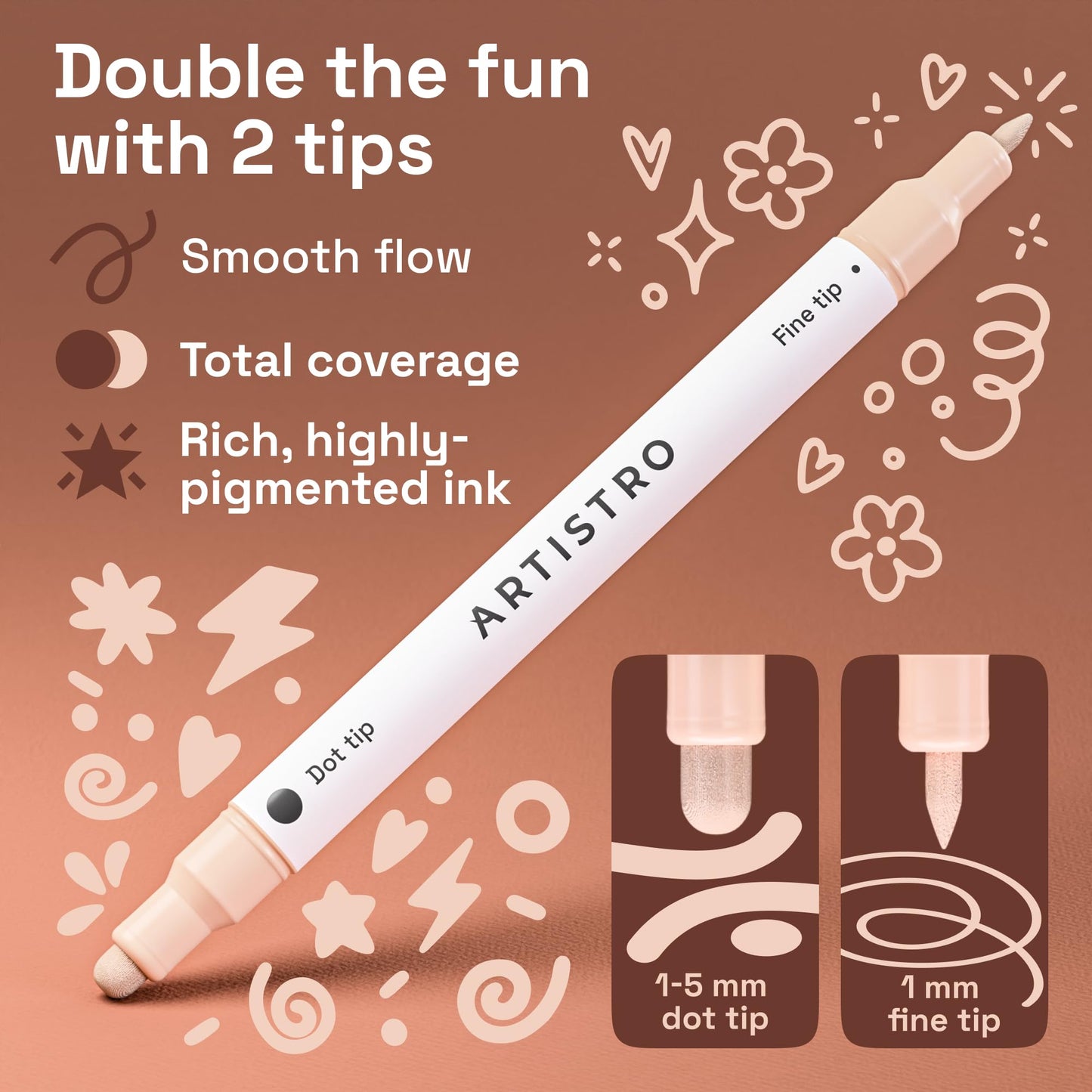 ARTISTRO Dual-Tip Acrylic Paint Marker Pens - Set of 36
