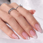 BTArtbox Press On Nails, Cream Puff, Short Almond, Ombre Off White, 32Ct