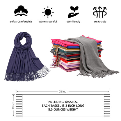 RIIQIICHY Women's Fringe Shawl Wrap Pashmina Scarf for Wedding Evening