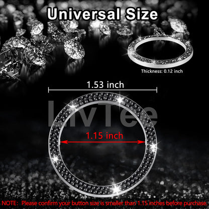 LivTee 2 PCS Crystal Double Rhinestone Car Engine Start Stop Decoration Ring, Bling Car Interior Accessories for Women, Push to Start Button Cover Sticker, Automotive Decals, Light Green