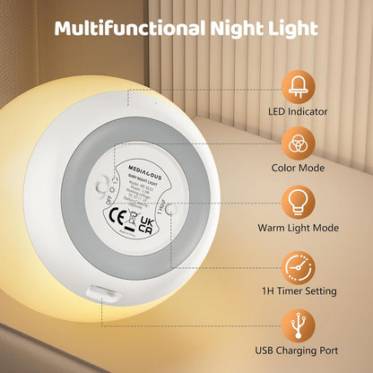 MediAcous Night Light for Kids, 7 Colors Changing Egg Light for Nursery