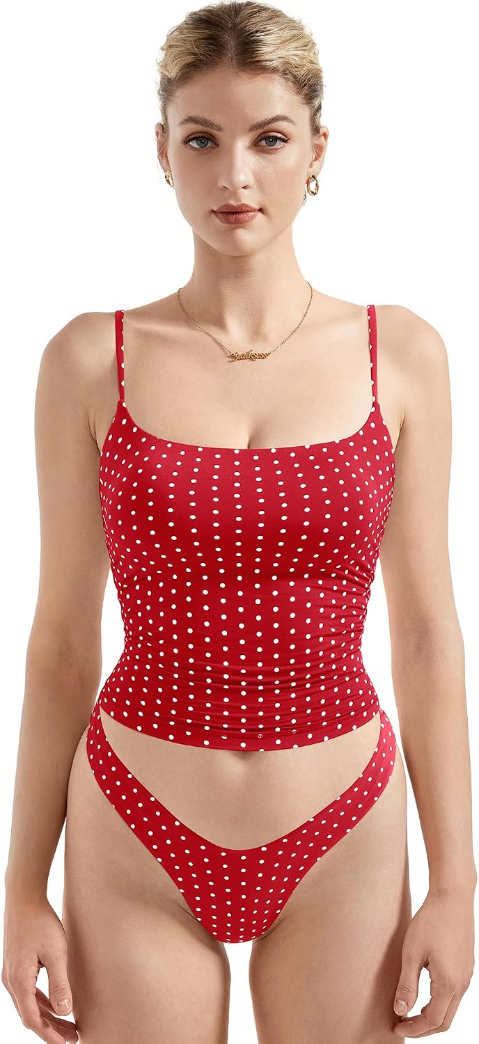 SUUKSESS Women Double Line Square Neck Tank Top Summer Y2K Going Out Basic Cami Shirt