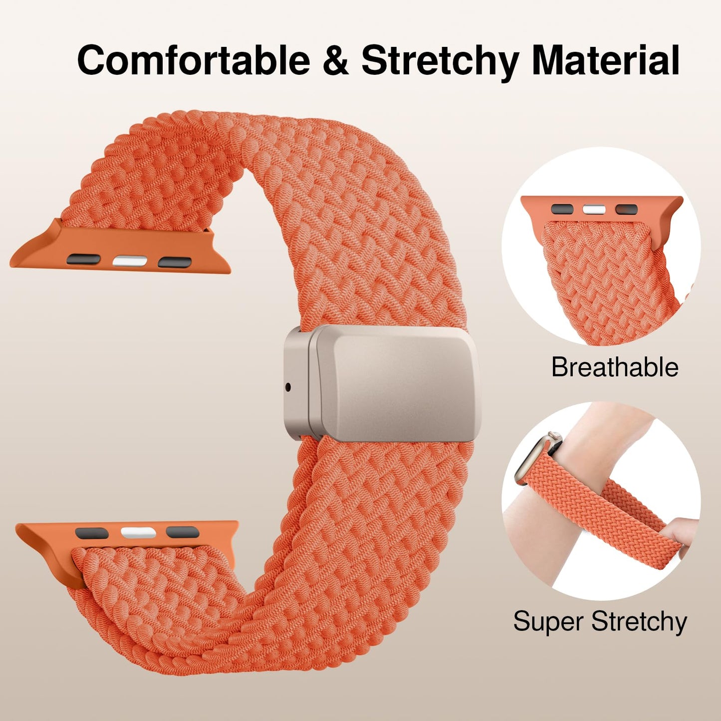 Braided Stretchy Magnetic Band Compatible with Apple Watch Bands Women Men