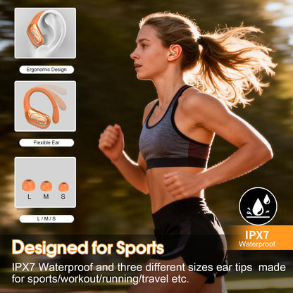 Wireless Earbuds 75H Bluetooth 5.4 Sport Headphones with Earhooks, Black
