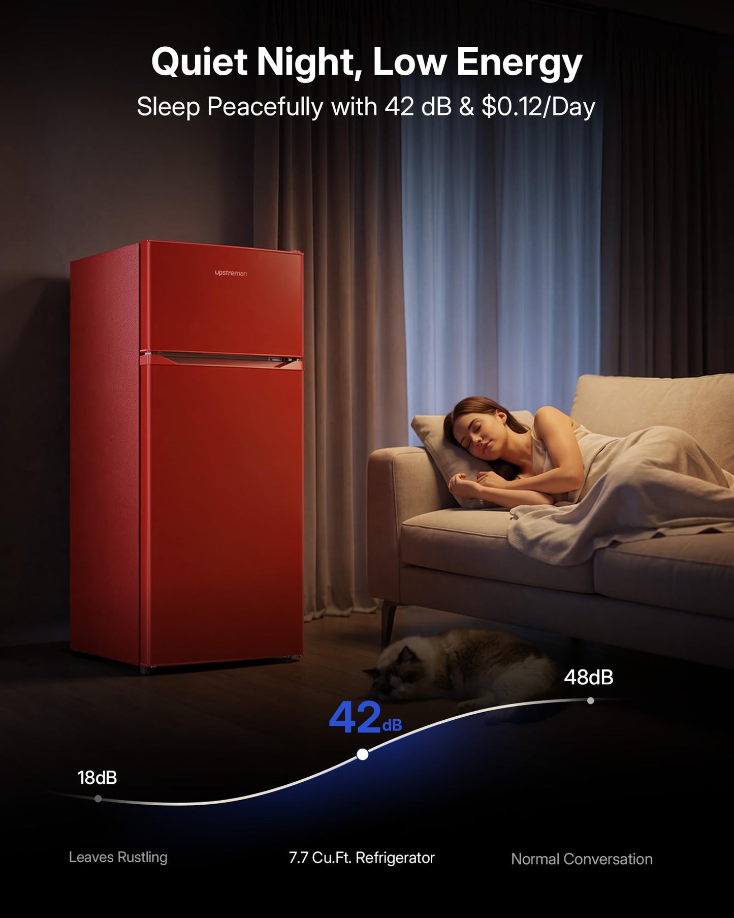 Upstreman 7.7 Cu.Ft. Refrigerator with Freezer Double Door Refrigerator