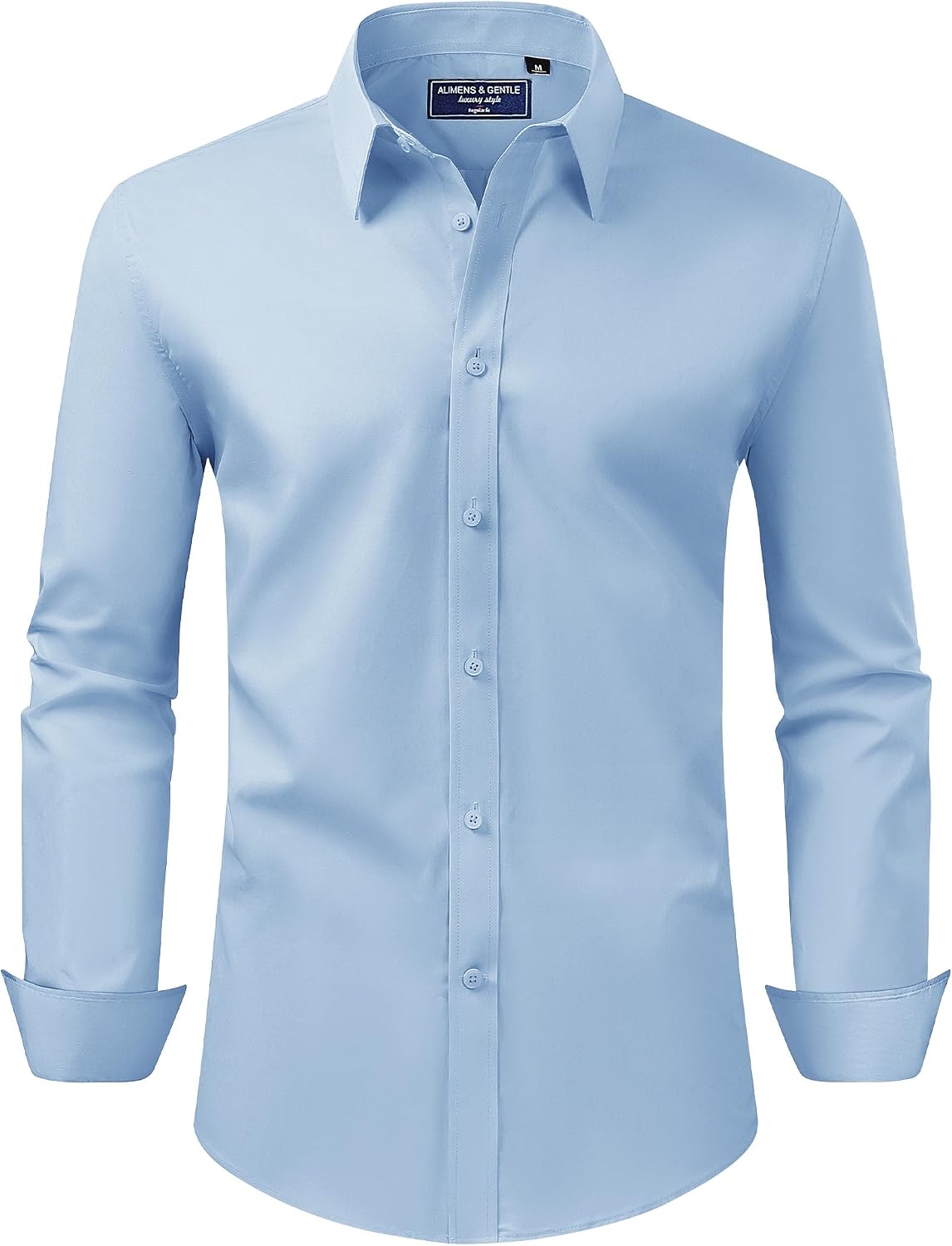 Alimens & Gentle Men's Dress Shirt Regular Fit Stretch Stain Shield Long Sleeve Solid Business Wedding Button Down Shirts
