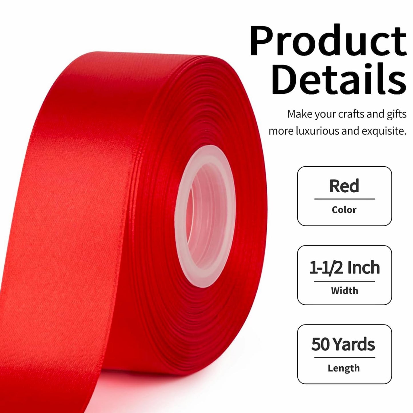 Mauproy Dusty Rose Satin Ribbon, 1-1/2 Inch, 50 Yards