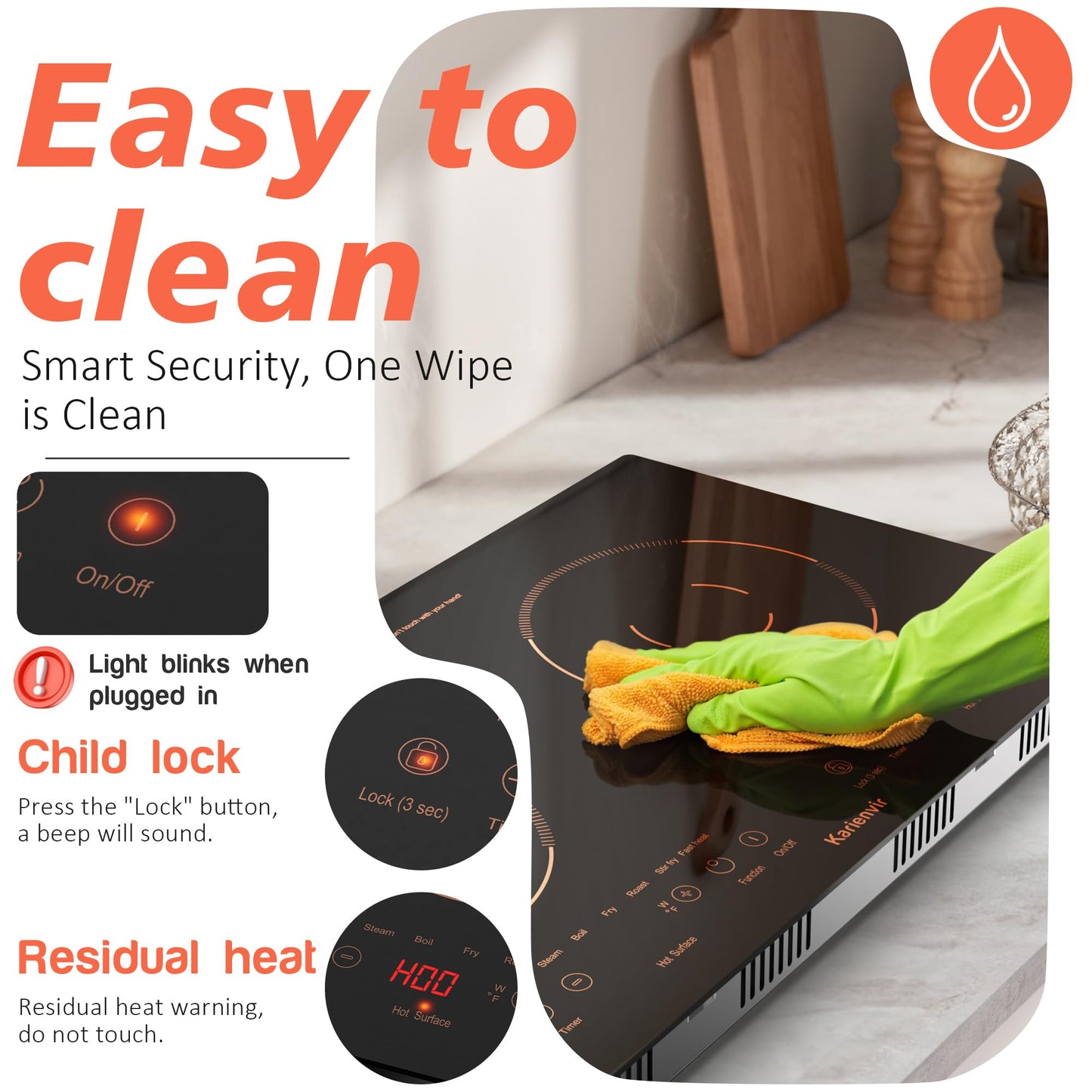 2 Burner Electric Cooktop 110V, 2000W, 24" Countertop & Built-in