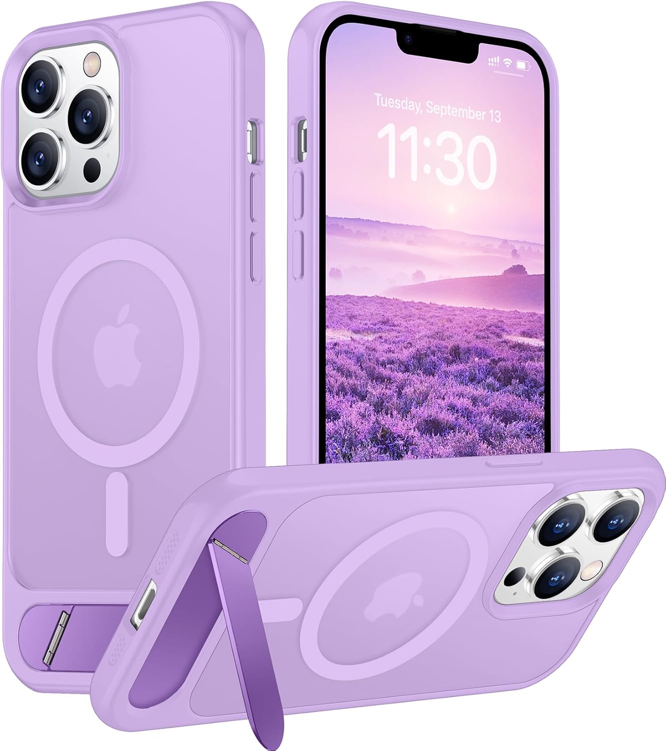 Magnetic Compatible with iPhone 14 Pro Max Case, [Built-in Invisible Kickstand][Compatible with MagSafe] [Military Grade Shockproof] Slim Translucent Matte Phone Case for iPhone 14 Pro Max 6.7"
