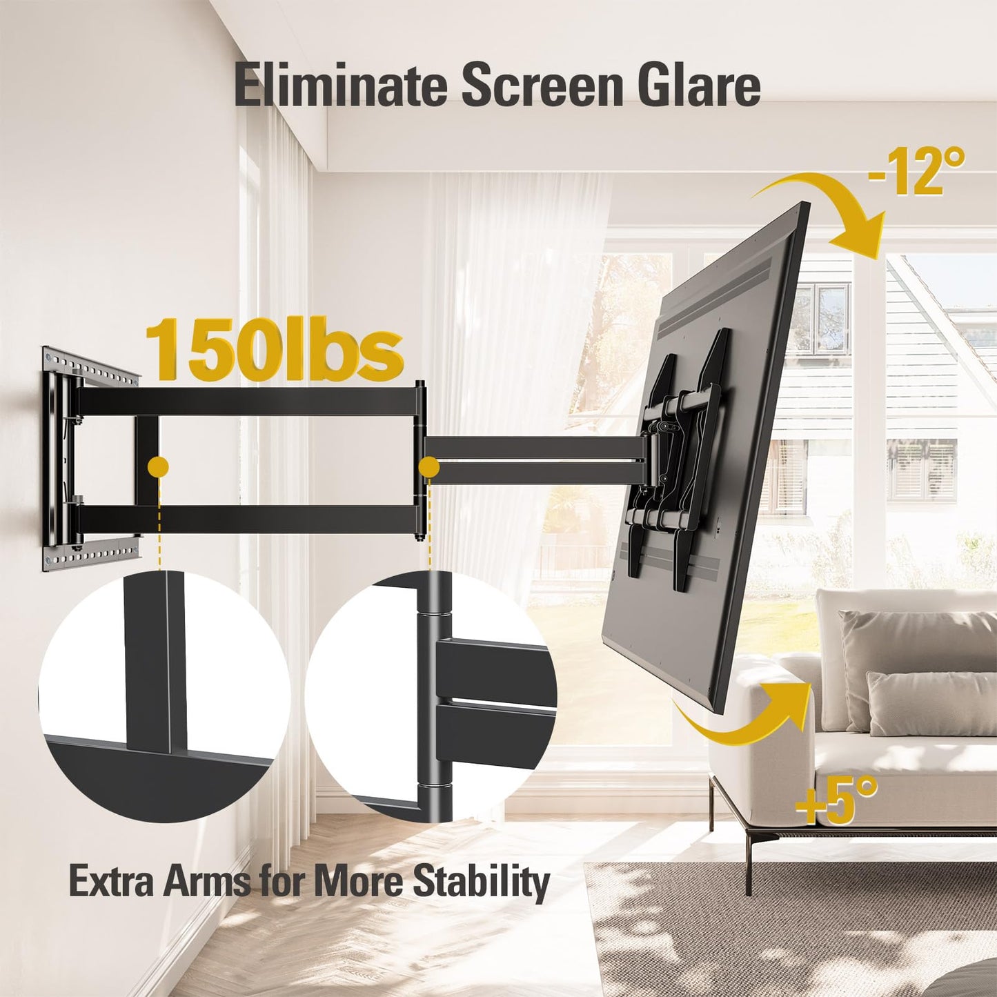 Mounting Dream Full Motion TV Wall Mount for 32-70 Inch TVs up to 99lbs