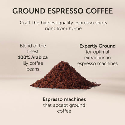 illy Intenso Ground Espresso Coffee, Bold Roast, Intense, Robust and Full Flavored With Notes of Deep Cocoa, 100% Arabica Coffee, No Preservatives, 8.8 Ounce Can (Pack of 1)