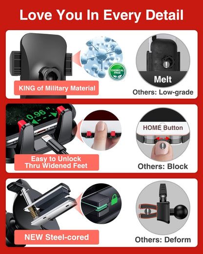 VANMASS【85+LBS Strongest Suction & Military-Grade Ultimate Car Phone Mount