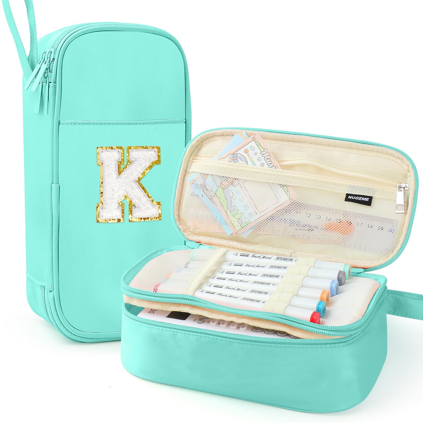 Cute Large Pencil Case Pouch,Personalized Initial Pencil Bag for Girls Boy