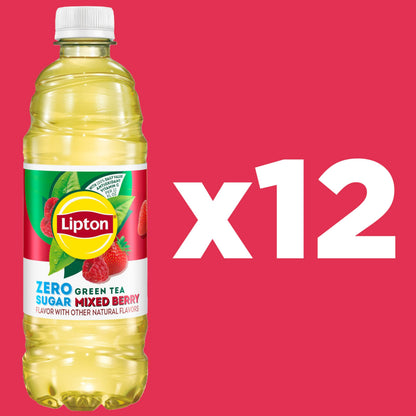 Lipton Zero Sugar Iced Tea, Green Tea Citrus, 16.9 fl oz Bottles, (12 Pack), 100% DV Vitamin C