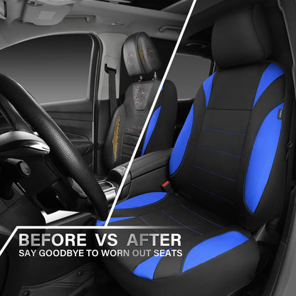 CAR PASS Waterproof Car Seat Covers Front Seats Only with 5mm Composite EVA, Neoprene Car Seat Cover with Separate Headrest Cover, Quick Setup Universal Fit for Car SUV Trucks,Airbag Compatible（Gray