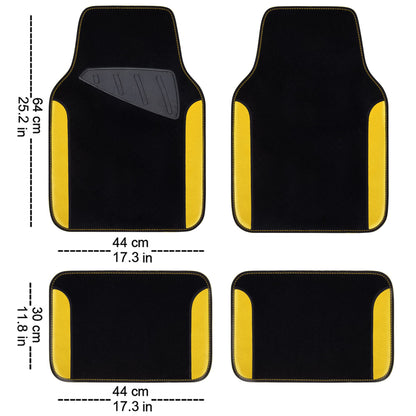 CAR PASS Waterproof Universal Fit Car Floor Mats, Faux Leather Car Carpet Mats, Black Car Mats with Anti-Slip Nibbs Backing & Driver Heel Pad Fit for SUV,Vans,sedans, Trucks,Set of 4pcs(All Black)