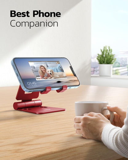 Nulaxy Full Aluminum Dual Folding Cell Phone Stand for Desk, Black