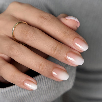 BTArtbox Press On Nails, Vanilla Cream, Short Square, Ombre Peach, 32Ct