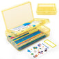 Double Layer Plastic Clear Hard Colored Pencil Box Case Pen Crayon Box