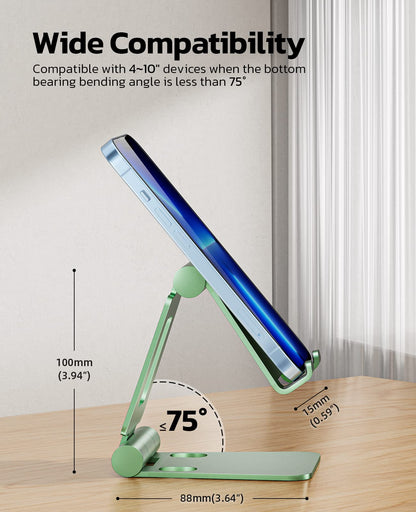 Nulaxy Full Aluminum Dual Folding Cell Phone Stand for Desk, Black