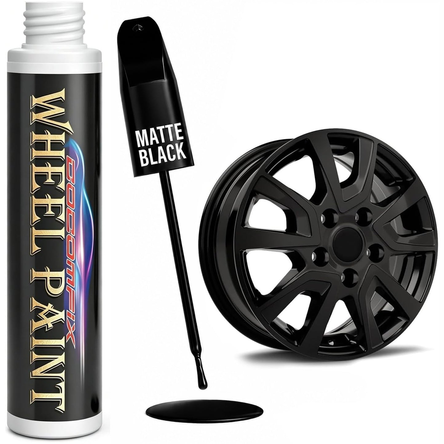 cocomfix Gloss Black Rim Touch Up Paint, Wheel Scratch Repair Pen, 1 fl oz
