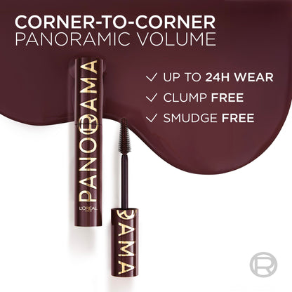 L'Oreal Paris Voluminous Panorama Chromatic Mascara, Volumizing and Lengthening Brown Mascara, Longwear, Smudge-Resistant and Washable, 705 Brown Leather