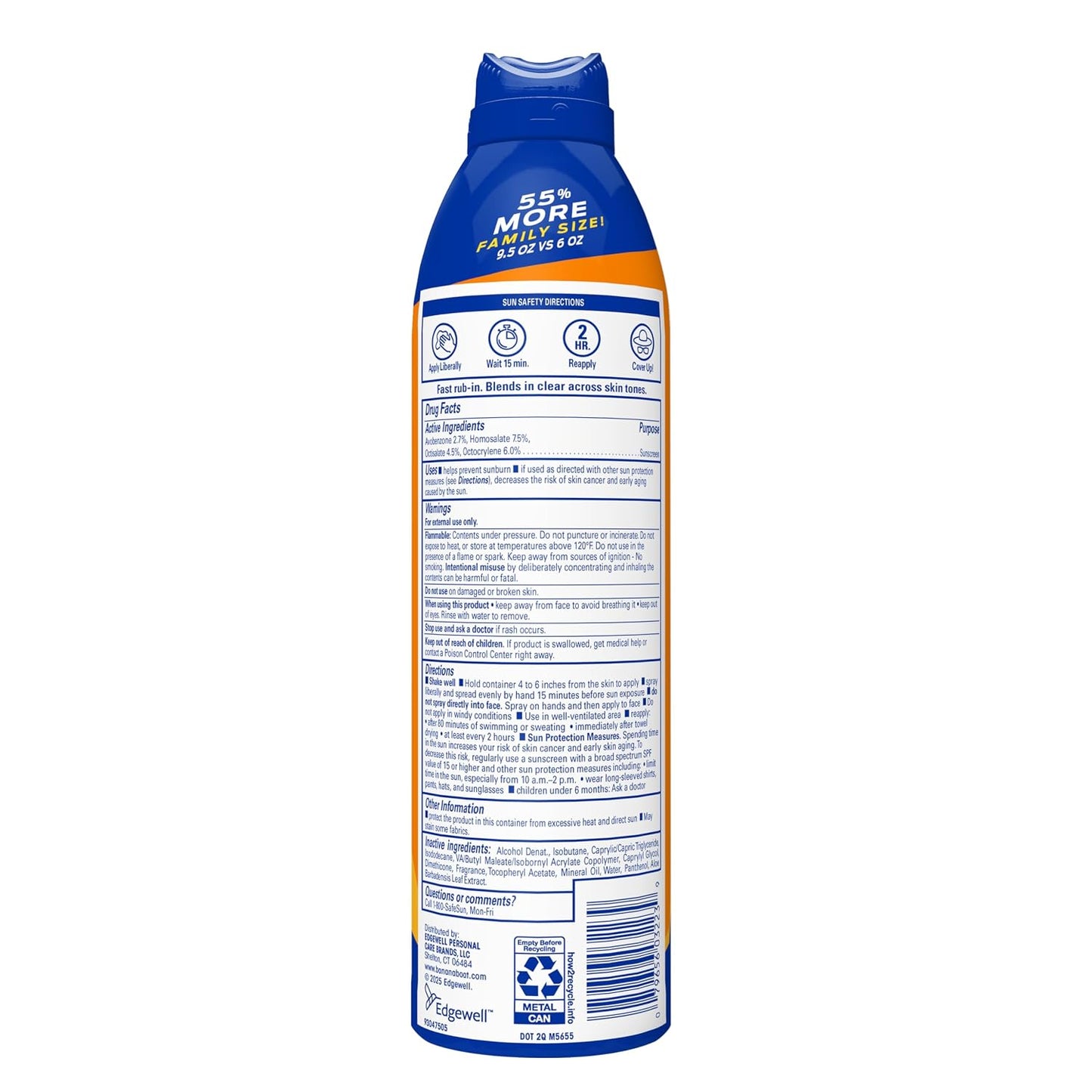 Banana Boat Sport SPF 50 Sunscreen Spray, 6 oz (2 Pack)