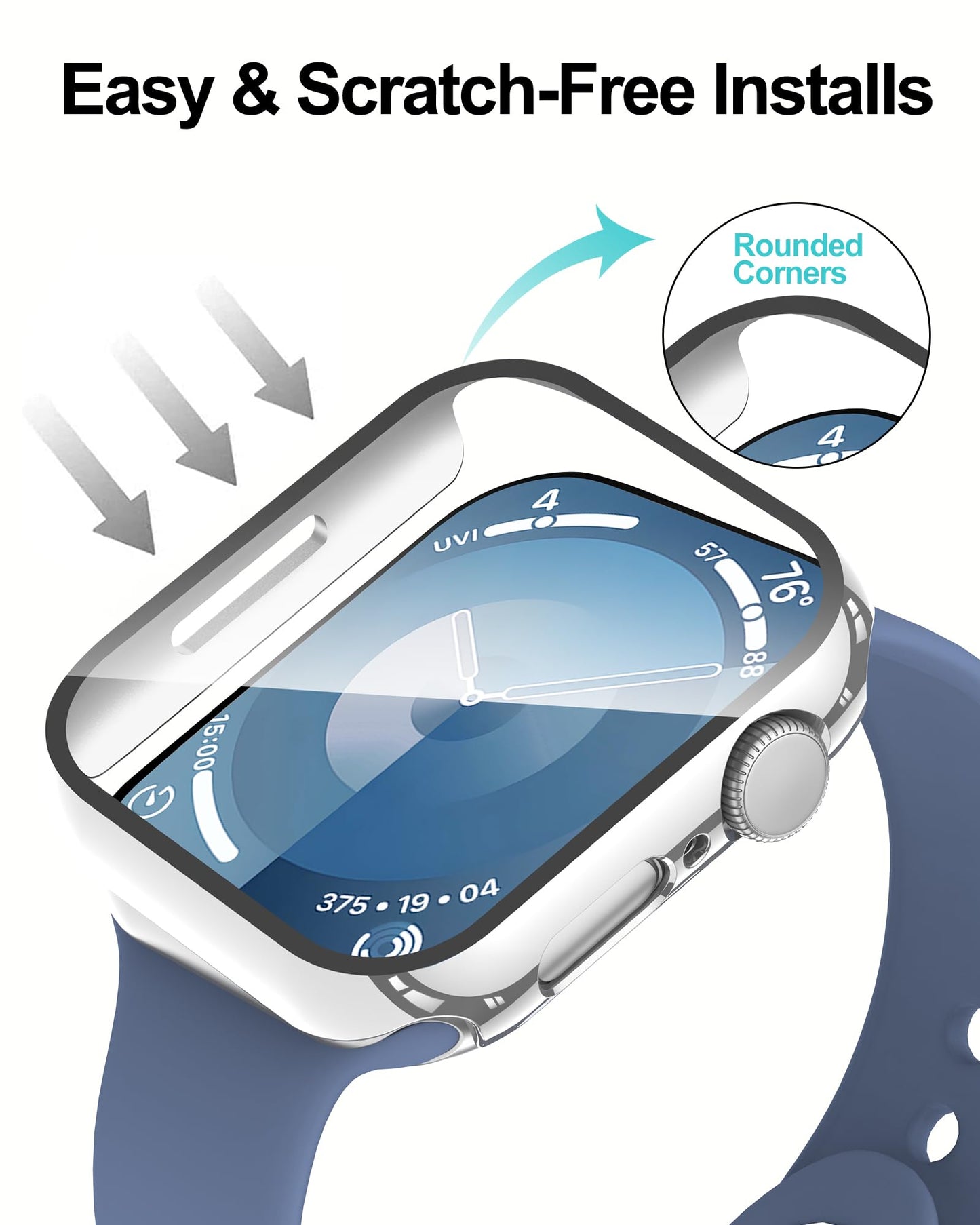 Smiling 2 Pack Case Compatible with Apple Watch SE 3 (2025)/ SE 2/ SE/Series 6/5/4 40mm with Tempered Glass Screen Protector, Hard PC Case Overall Protective Cover- 1 Blue+ 1 Transparent