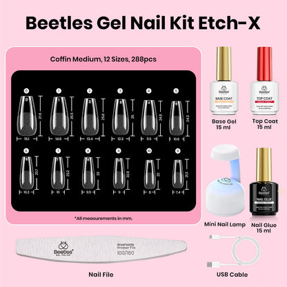 Beetles Soft Gel Nail Tips Short Almond 288pcs in 12 Sizes Etch-X