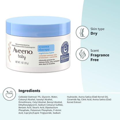 Aveeno Baby Eczema Therapy Nighttime Body Balm, Hypoallergenic, 11 oz