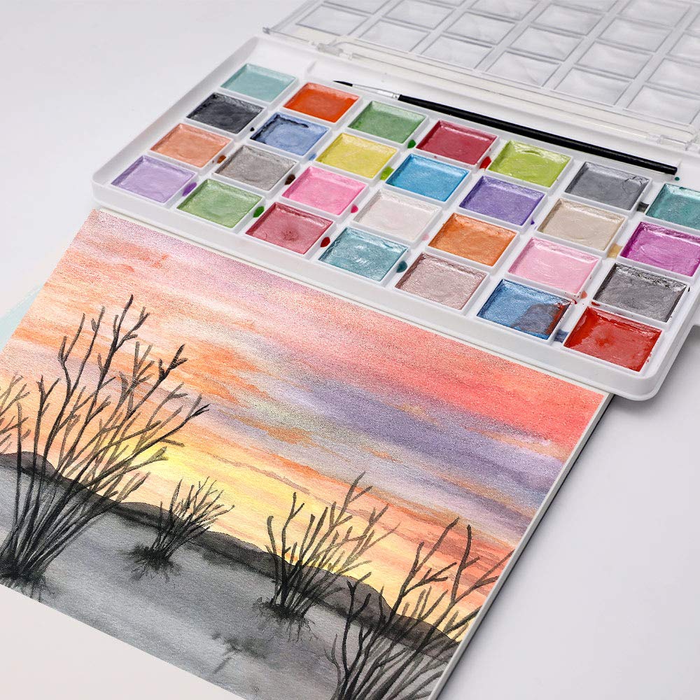 Artecho 48 Colors Watercolor Paint Set, 3 Brushes