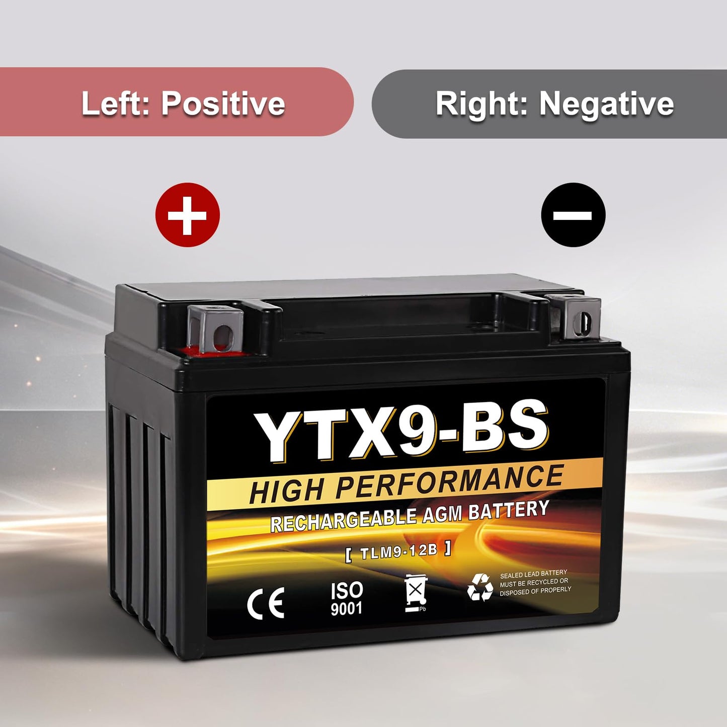YTX14AH-BS 12V 12Ah Motorcycle Battery, 220CCA Rechargeable Maintenance Free Sealed AGM Battery, Powersport Replacement for ATV, UTV, Scooter