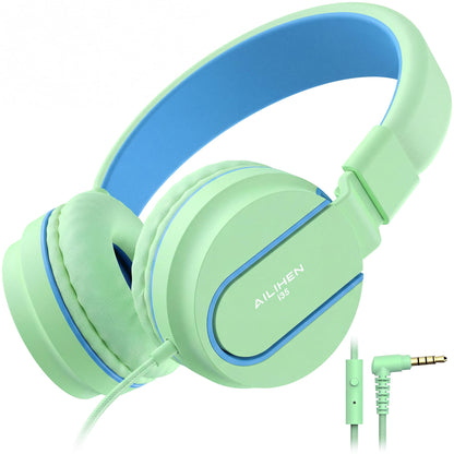 AILIHEN I35 Kids Headphones for School with Mic, 93dB Safe Volume, Orange