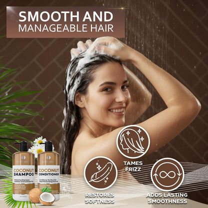 Caffeine Shampoo and Conditioner Set - Volumizing Products for Women and Men - Thickening, Volume Boosting Formula for Thinning and Fine Hair - Sulfate Free, No Parabens - Hydrating, Salon Grade