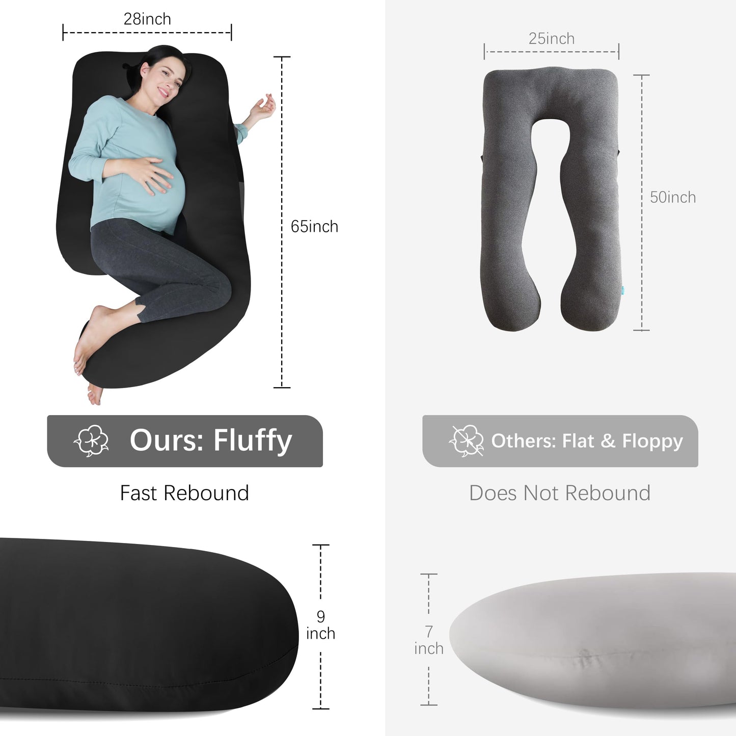 MOON PARK Pregnancy Pillows for Sleeping - U Shaped Full Body Maternity Pillow with Removable Cover - Support for Back, Legs, Belly, HIPS - 65 Inch - Aquamarine