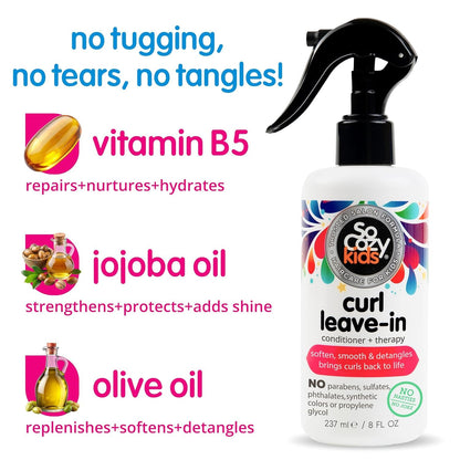 SO COZY Kids Curl Leave In Conditioner + Therapy Spray, 5.2 Fl Oz