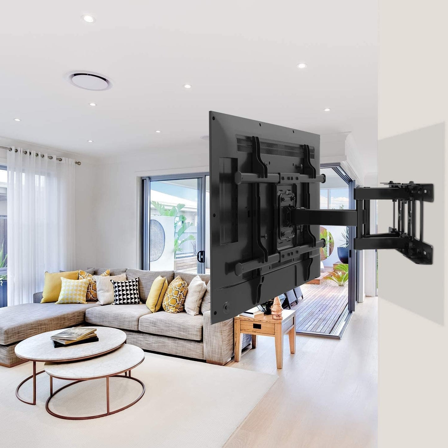 Pipishell Full Motion TV Wall Mount for Echo Show 21/15 and 13-43 Inch Flat Curved Screen TVs & Monitors, Max VESA 200x200mm up to 44lbs, TV Mount Wall Bracket with Rotation Swivel Tilt Extension