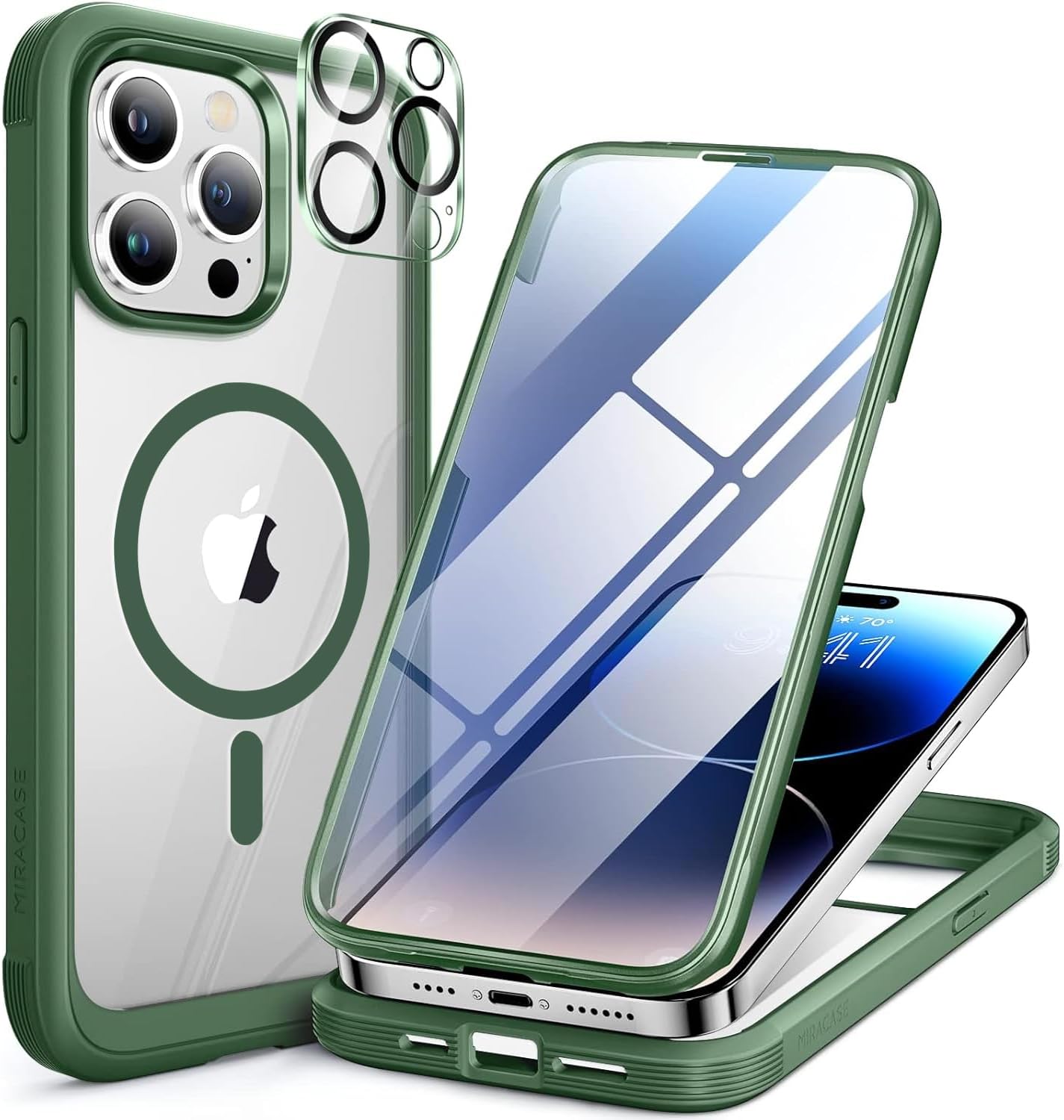 miracase for iPhone 17e Case & iPhone 16e Case, Full-Body Phone with Built-in Glass Screen Protector, [Magnetic with MagSafe] Military Drop Proof 17 E/ 16 E Cover Bumper 6.1 inch, Black
