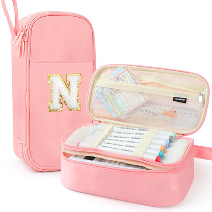 Cute Large Pencil Case Pouch,Personalized Initial Pencil Bag for Girls Boy