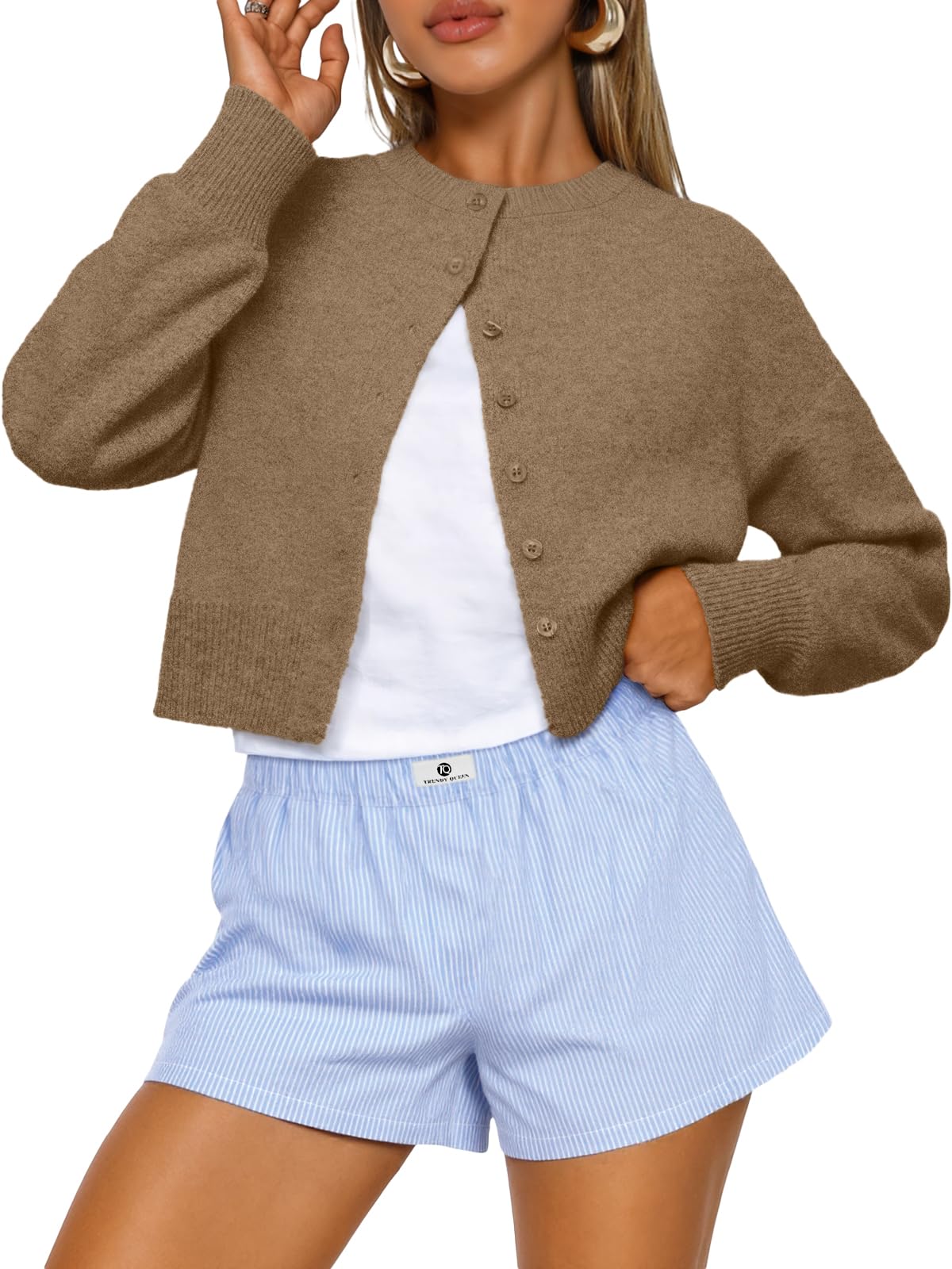 Trendy Queen Cropped Cardigan Sweaters for Women Fall Fashion Clothes 2026