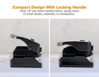 Bostitch Office Premium 3 Hole Punch, 12 Sheet Capacity, Metal, Rubber Base, Easy-Clean Tray, Silver