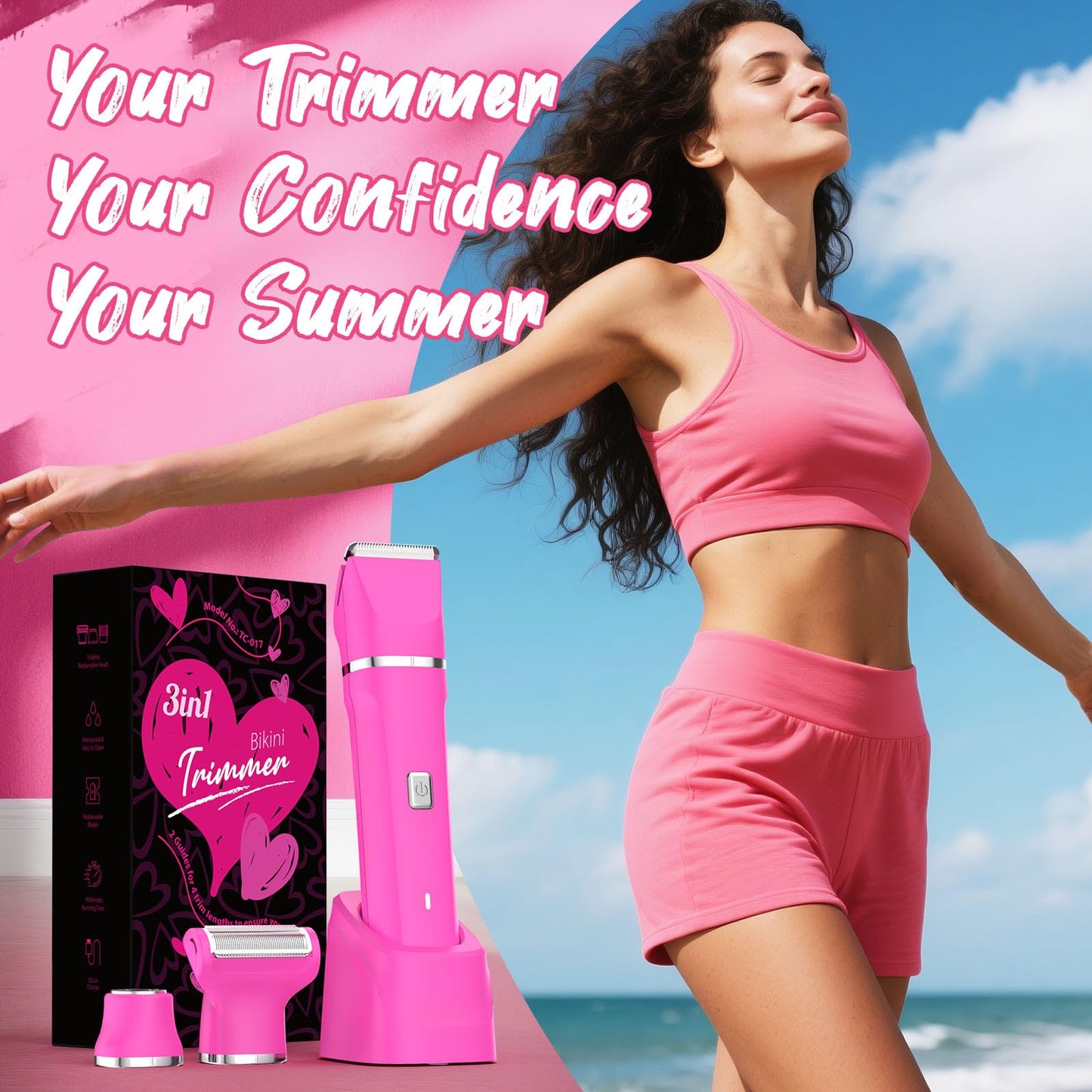 Risina 2-in-1 Bikini Trimmer for Women, Women's Electric Razor, Face Shaver