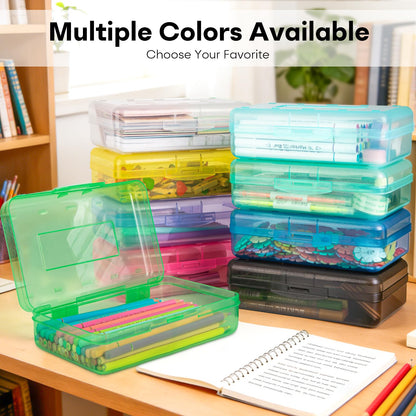 Clear Plastic Hard Pencil box Case with Personalized Sticker for Girl Boy
