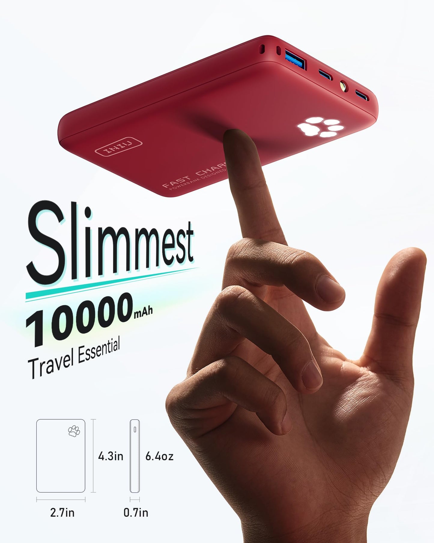 INIU 10000mAh 45W Fast Charging Portable Charger, Smaller Travel Power Bank