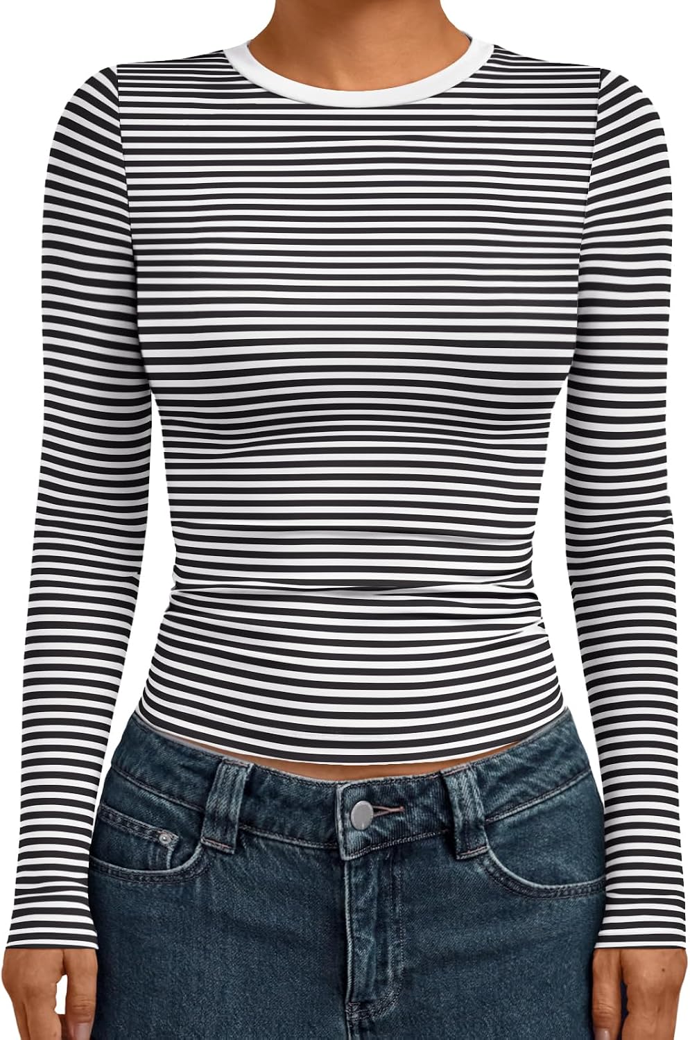 AUTOMET Womens Crew Neck Long Sleeve Shirts Compression Underscrubs Tops