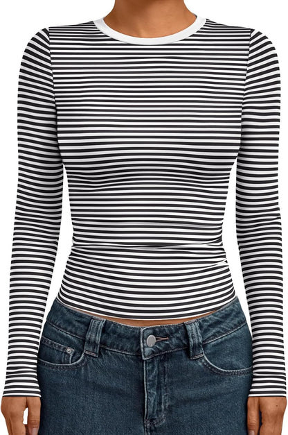 AUTOMET Womens Crew Neck Long Sleeve Shirts Compression Underscrubs Tops