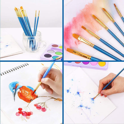 AROIC 10 Pcs Paint Brushes, Acrylic Oil Watercolor Painting Brush Set