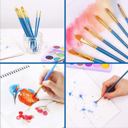 AROIC 10 Pcs Paint Brushes, Acrylic Oil Watercolor Painting Brush Set
